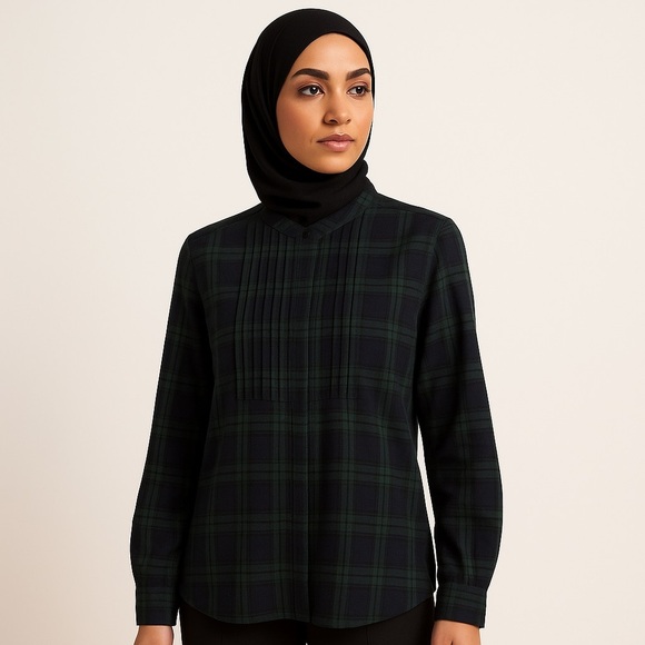 J. Crew Tops - J.Crew Blue Green Plaid Button-Front Blouse – Women’s Size S